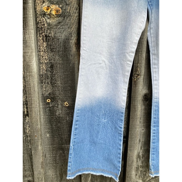 VINTAGE HIGHER STATE flare bleach dyed bohemian western mid rise jeans size 8/30 - Picture 4 of 11